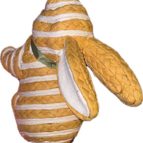 Easter Rabbit Whimsical Tan and White Bunny with Green Bow - Picture 6 of 12